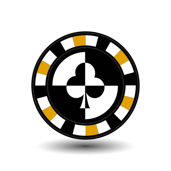 Marker svart för poker gul en kostym club vit en ikon på den vita isolera bakgrunden. illustration eps 10 vektor. Om du vill använda för webbplatser, design, pressen, utskrifter... — Stock vektor