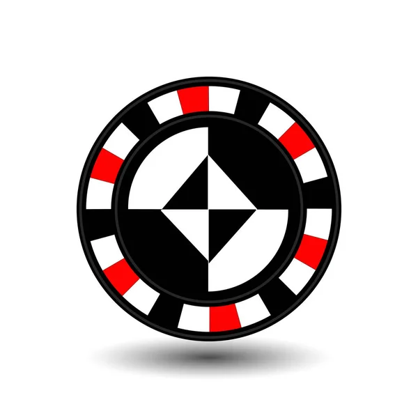 Chips für Poker rot ein Anzug Diamant weiß schwarz ein Symbol auf dem weißen Hintergrund isoliert. Abbildung Folge 10 Vektor. zur Verwendung für Webseiten, Design, Presse, Drucke... — Stockvektor