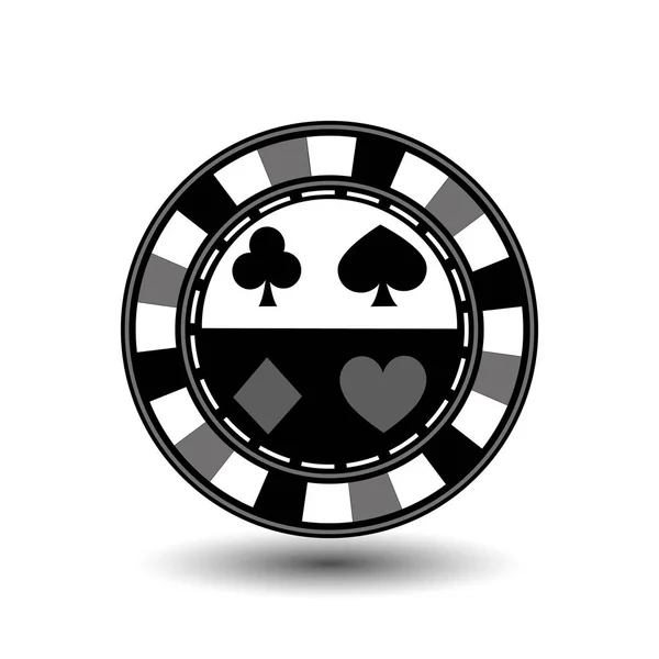 Chips für Poker grauen Anzug Spaten Herz Diamant Club blau schwarz ein Symbol auf dem weißen Hintergrund isoliert. Abbildung Folge 10 Vektor. zur Verwendung für Webseiten, Design, Presse, Drucke... — Stockvektor