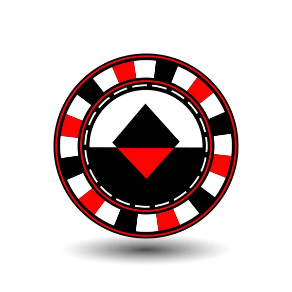 Fichas para poker vermelho um terno diamante vermelho preto um ícone no fundo isolado branco. ilustração eps 10 vetor. Para usar para os sites, design, a imprensa, impressões ... — Vetor de Stock