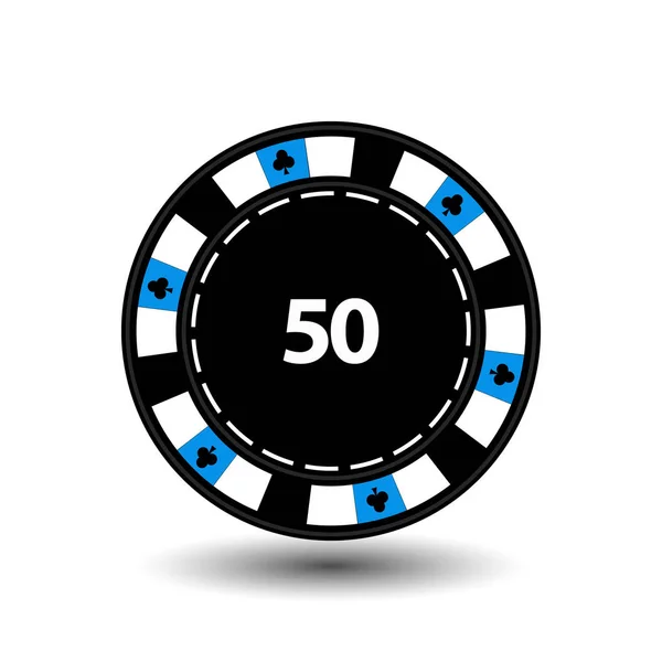 Chips per il poker blu un club completo e una linea punteggiata bianca la linea. un'icona sullo sfondo bianco isolato. illustrazione punti 10 vettore. Da utilizzare per i siti web, design, stampa, stampe ... — Vettoriale Stock