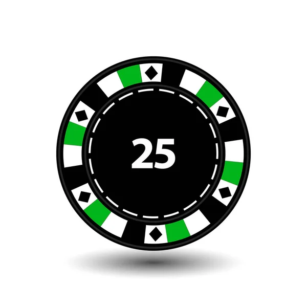 Marker för poker grön en kostym diamant och en vit streckad linje linjen. en ikon på den vita isolera bakgrunden. illustration eps 10 vektor. Om du vill använda för webbplatser, design, pressen, utskrifter... — Stock vektor