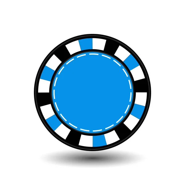 Marker för poker blå i mitten en runda och vita streckade linjen linjen. en ikon på den vita isolera bakgrunden. illustration eps 10 vektor. Om du vill använda för webbplatser, design, pressen, utskrifter... — Stock vektor