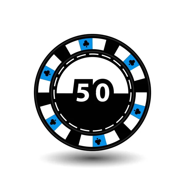 Jetons pour le poker bleu figure 50 dans le milieu figure griffe et un costume sur le côté. ligne pointillée ronde et blanche. une icône sur le fond blanc isolé. illustration eps 10 vecteur. à utiliser pour le web — Image vectorielle