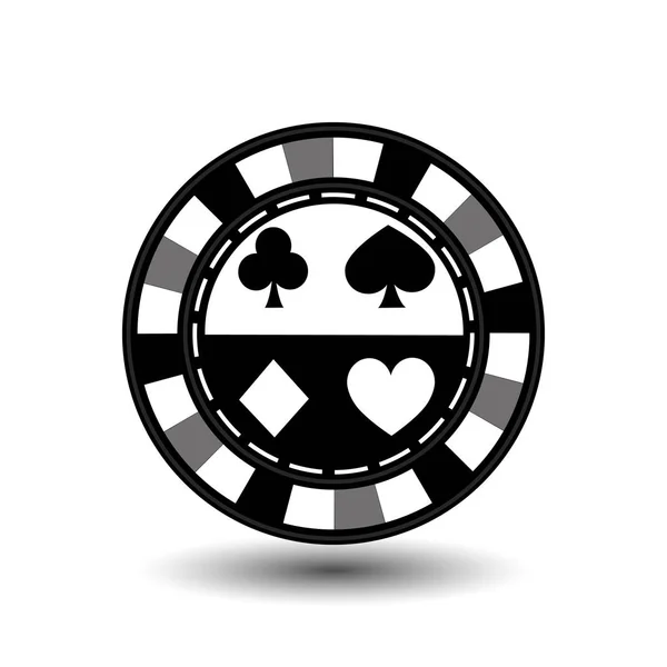 Fichas de poker gris pala diamante en el centro y rectángulos con un lado. línea redonda y punteada blanca. un icono en el fondo blanco aislado. ilustración eps 10 vector. para usar en las webs — Vector de stock