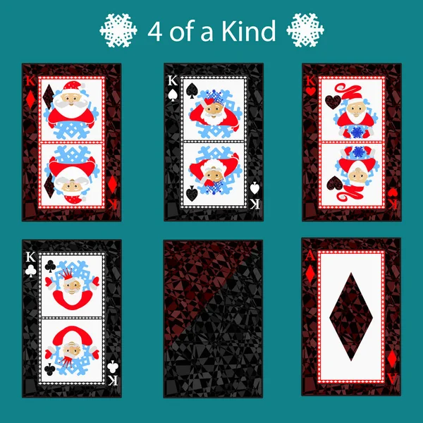 Az kinq kártya póker kombináció. vektoros illusztráció eps 10. Zöld háttér. -Hoz használ tervezés, regisztráció, a honlapok, öltözködés, a sajtó, stb. — Stock Vector