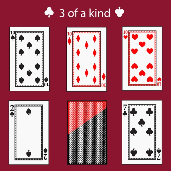 Libero da una combinazione kinq poker di carte da gioco. illustrazione vettoriale punti 10. Su sfondo rosso. Da utilizzare per la progettazione, la registrazione, i siti web, la vestizione, la stampa, ecc. . — Vettoriale Stock