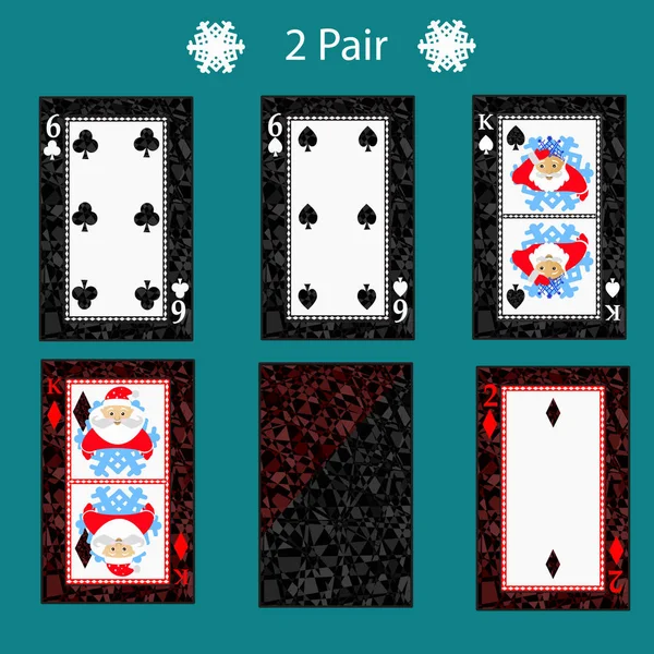 Dois pares jogando combinação de poker de cartas. ilustração vetorial eps 10. Num fundo verde. Para usar para o projeto, registro, os sites, vestir, a imprensa, etc . — Vetor de Stock