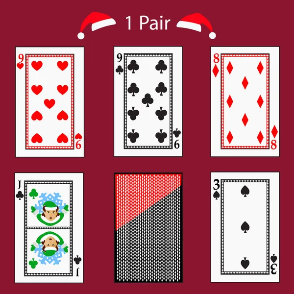 Ein Paar Spielkarten-Poker-Kombination. Vektor Illustration Folge 10. auf rotem Hintergrund. für Design, Registrierung, Webseiten, Dressing, Presse usw. zu verwenden. — Stockvektor