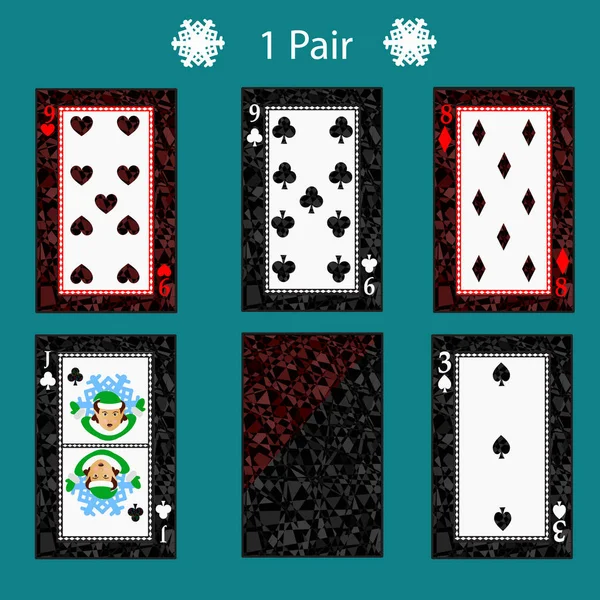 Ein Paar Spielkarten-Poker-Kombination. Vektor Illustration Folge 10. auf grünem Hintergrund. für Design, Registrierung, Webseiten, Dressing, Presse usw. zu verwenden. — Stockvektor
