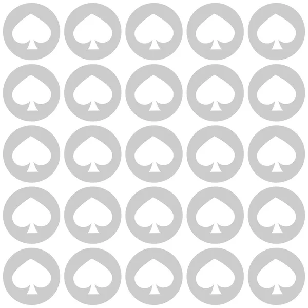 Seamless pattern. EPS 10 vector illustration. used for printing, websites, design, ukrasheniayya, interior, fabrics, etc. White spade suit in gray circle poker straight line up — Stock Vector