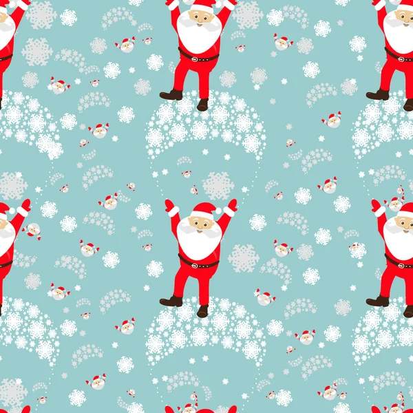 Seamless pattern. EPS 10 vector illustration. used for printing, websites, design, ukrasheniayya, interior, fabrics, etc. Christmas theme. Santa Claus on a parachute flying in the sky — Stock Vector