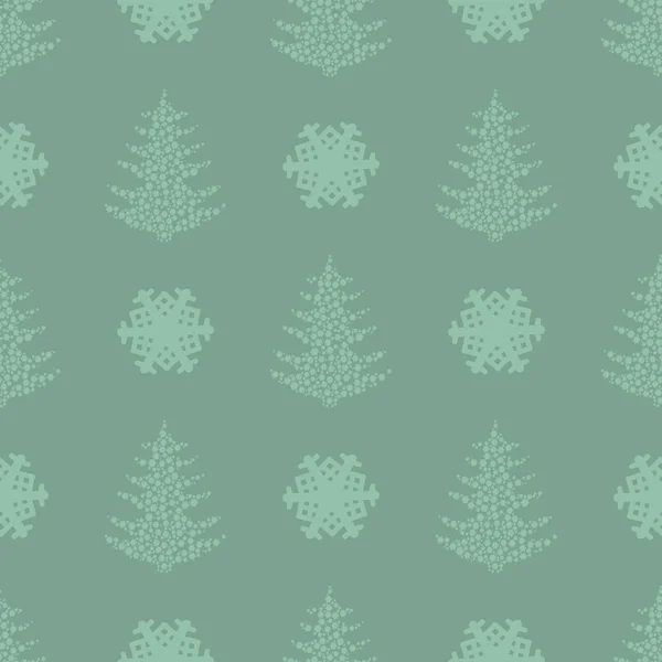 Nahtloses Muster. Folge 10 Vektor-Illustration. verwendet für Druck, Webseiten, Design, ukrasheniayya, Interieur, Stoffe, etc. Weihnachtsthema. Baum aus Schneeflocken auf dunkelgrünem Hintergrund — Stockvektor