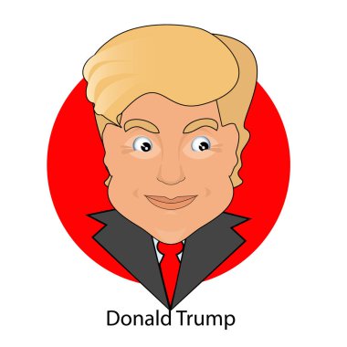 Beyaz bir arka plan üzerinde Donald Trump. resimde. Baş simge kırmızı kravat ve siyah ceket