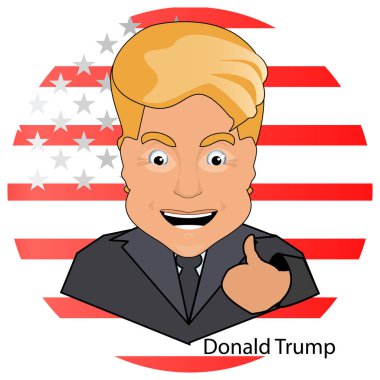 Donald trump Başkan zafer seçimleri 2016 arka plan bayrak bir gülümseme parmağını Amerika beyaz stilize. 