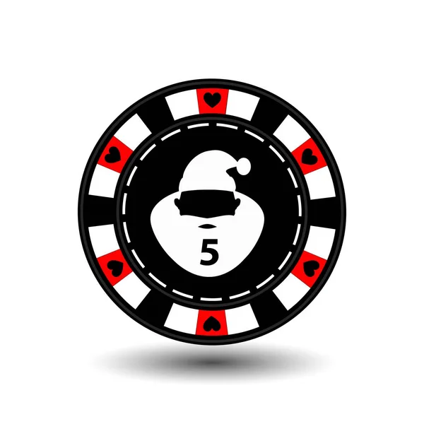 Chip poker casino Kerst Nieuwjaar. Pictogram illustratie EPS-10 op wit gemakkelijk kan worden gescheiden van de achtergrond. gebruik voor sites, design, decoratie, afdrukken, enz. In het midden van de kerstman met een getal — Stockfoto