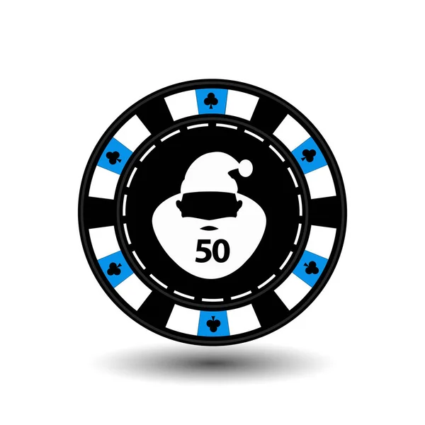 Chip poker casino karácsonyi Szilveszter. Ikon vektoros illusztráció Eps 10 fehér, hogy a háttér könnyen. használja a helyek, design, dekoráció, nyomtatás, stb. Santa Claus közepén van — Stock Vector