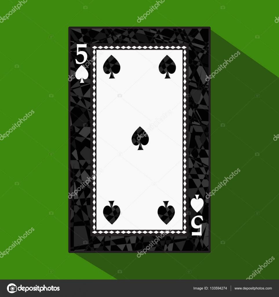 Carta da gioco l immagine di icona ¨ facile picco spide 5 sul contorno della regione scura un illustrazione vettoriale su sfondo verde appuntamento di