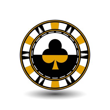 Poker chip Noel. Sarı. Kulübü ile orta ve ağaçlar tarafında illüstrasyon vektör uygun. Site, baskı, kağıt, kumaş, Dekorasyon, tasarım, vb için kullanın. EPS 10