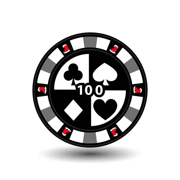 Kerst casino chips. Gray. Schaatsen Santa Claus. Illustratie vector. Gebruik voor de site, afdrukken, papier, doek, decoratie, ontwerp, enz. EPS-10 — Stockvector