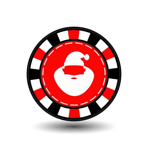 Christmas casino chips. röd. Claus med hans läppar i mitten. Illustration vektor. Användning för webbplatsen, utskrift, papper, tyg, dekoration, design, etc. 10. EPS på en vit bakgrund att separera enkelt — Stock vektor