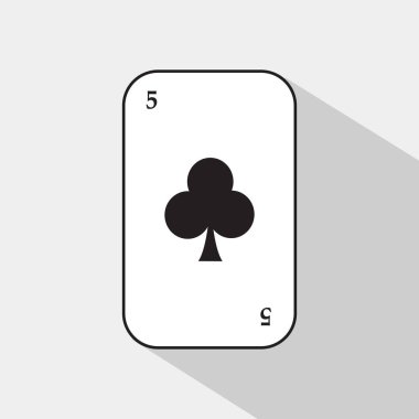 Poker kart. Beş kulüpleri. Beyaz arka plan kolayca ayrılabilir olmak.