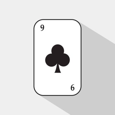 Poker kart. Dokuz Club. Beyaz arka plan kolayca ayrılabilir olmak.