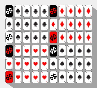 Poker kart. Altmış beyaz ayarlayın. arka plan.