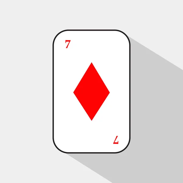 Tarjeta de póker. SIETE DIAMOND. fondo blanco para ser fácilmente separable . — Vector de stock