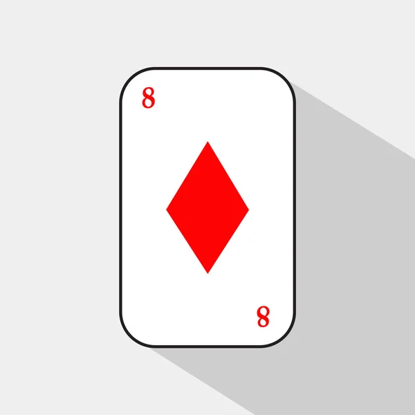 Tarjeta de póker. Ocho DIAMOND. fondo blanco para ser fácilmente separable . — Vector de stock