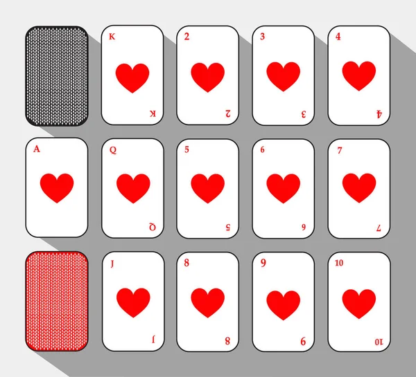 Poker kort. Ställ in hjärtat. vit bakgrund till vara lätt separerbara. — Stock vektor