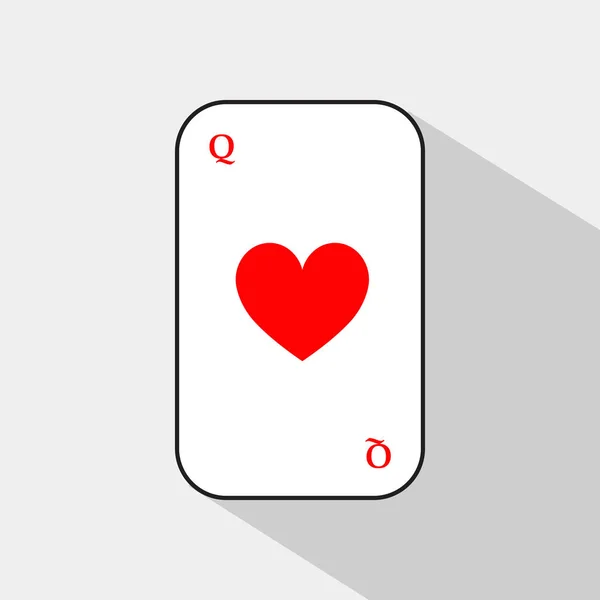 扑克卡。女王的心。白色的背景是很容易分开. — 图库矢量图片