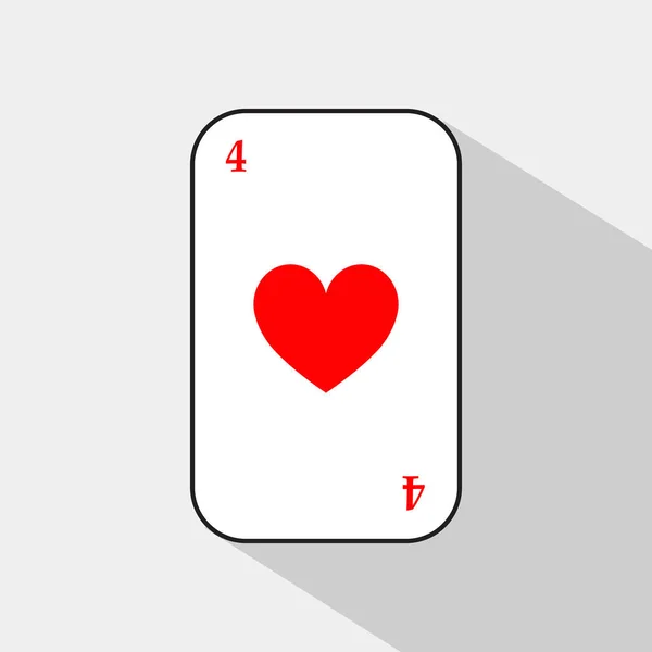 Cartão de poker. Quatros corações. fundo branco para ser facilmente separável . — Vetor de Stock