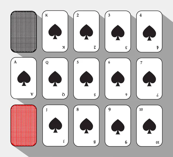 Poker kaart. Spade set. witte achtergrond te gemakkelijk kunnen worden gescheiden. — Stockvector