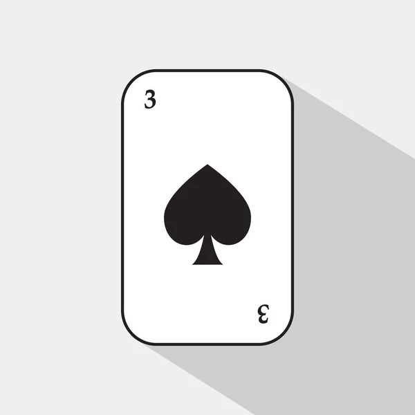 Carte de poker. bêche trois. fond blanc pour être facilement séparable . — Image vectorielle