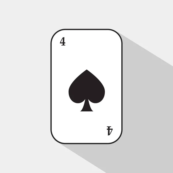 Pokerkarte. Schaufel vier. weißer Hintergrund leicht zu trennen. — Stockvektor