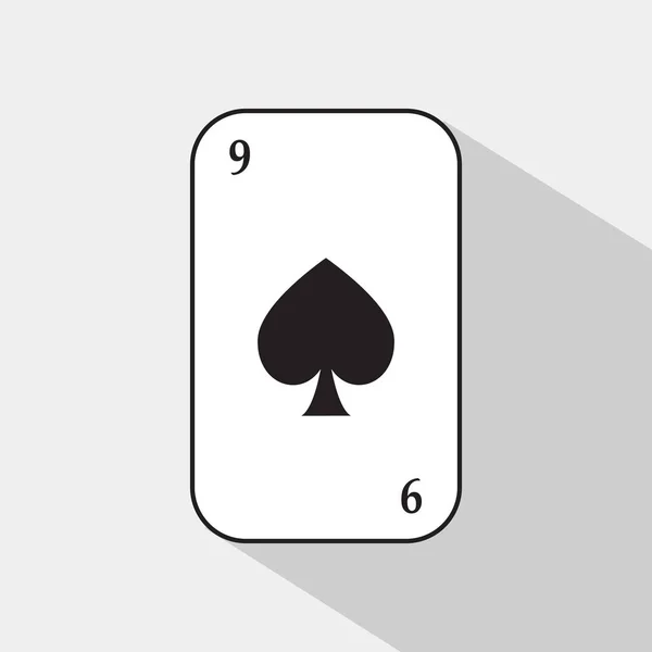 扑克卡。锹九。白色的背景是很容易分开. — 图库矢量图片