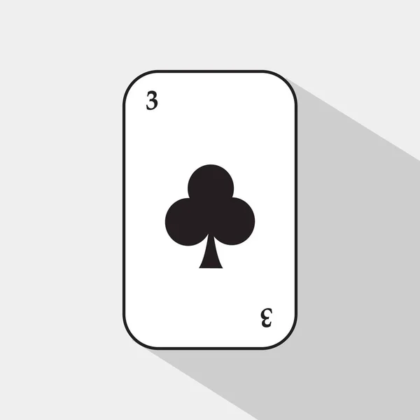 Karty Poker. Trzy Club. białe tło, aby być łatwo rozdzielić. — Wektor stockowy