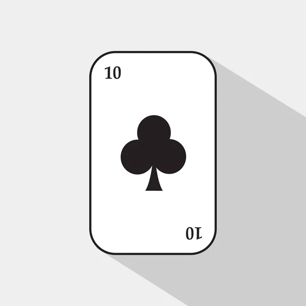 Πόκερ κάρτα. Δέκα κλαμπ. λευκό φόντο να μπορούν εύκολα να διαχωριστούν. — Διανυσματικό Αρχείο