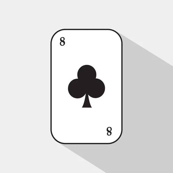 Poker karty. Osm klubů. bílé pozadí, aby se snadno oddělitelné. — Stockový vektor