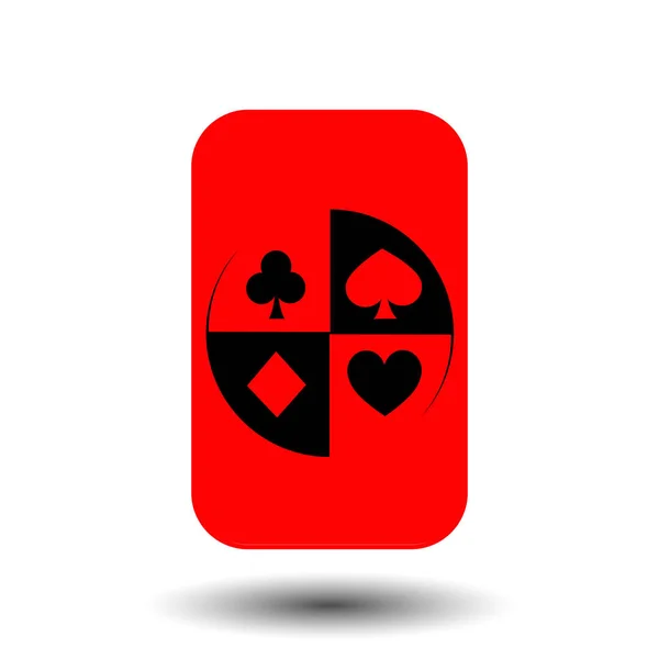 Pokerkarte. Deckel rot. weißer Hintergrund leicht zu trennen. — Stockvektor