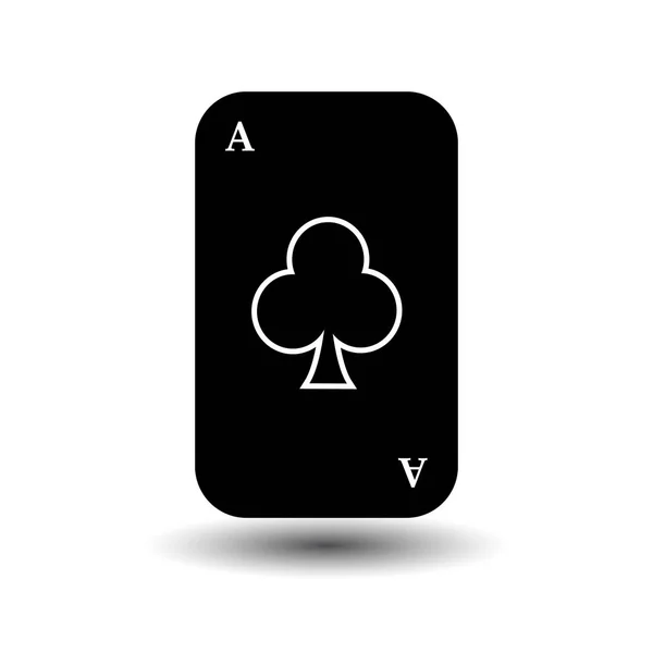 Poker kaart. Spade Club. Zwart. Witte achtergrond. — Stockvector