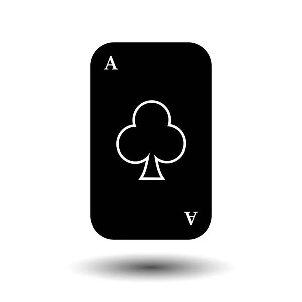 Poker kaart. ACE Club zwart. Gemakkelijk kan worden gescheiden van de achtergrond wit. — Stockvector