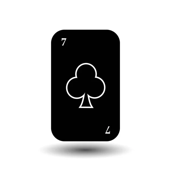 Poker kaart. Zeven Club zwart. Gemakkelijk kan worden gescheiden van de achtergrond wit. — Stockvector