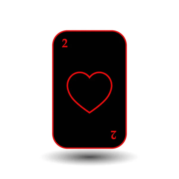 Pokerkarte. zwei schwarze Herzen. separater weißer Hintergrund. — Stockvektor