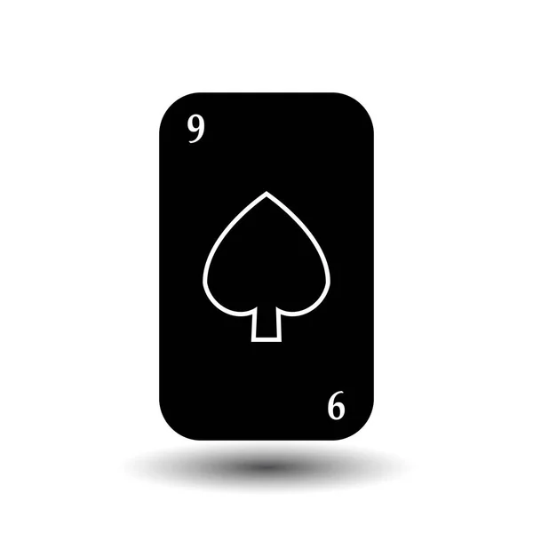 Carte de poker. Neuf pelles noires. fond blanc séparé . — Image vectorielle