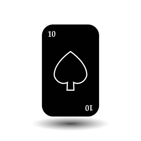 Pokerkarte. Zehn schwarze Schaufeln. separater weißer Hintergrund. — Stockvektor