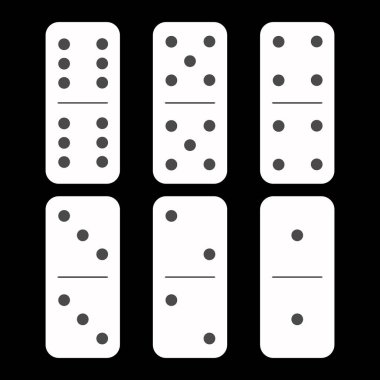 Domino white. six pieces on a black background clipart