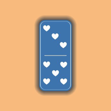 Domino kalp. Üç ve beş izole arka plan üzerinde