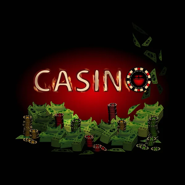 Casino fuego cartas de mucho dinero . — Vector de stock